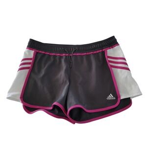 Adidas Pacer 3 Tribes‎ Training Shorts Womens Gray Pink White Medium Athletic